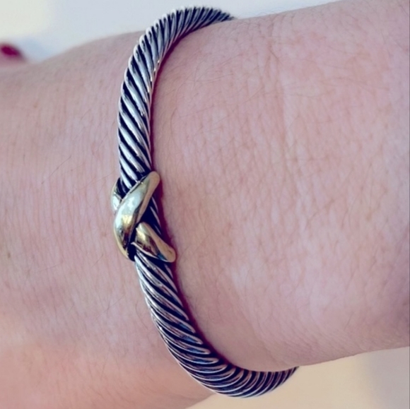 💎David Yurman 925 & 14k gold 5mm Signature X Cable Bracelet. - Picture 3 of 14